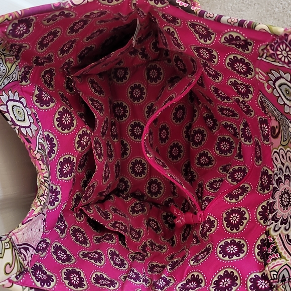 Vera Bradley Very Berry Paisley Side By Side Tote Purse Pink Floral. - Picture 6 of 11